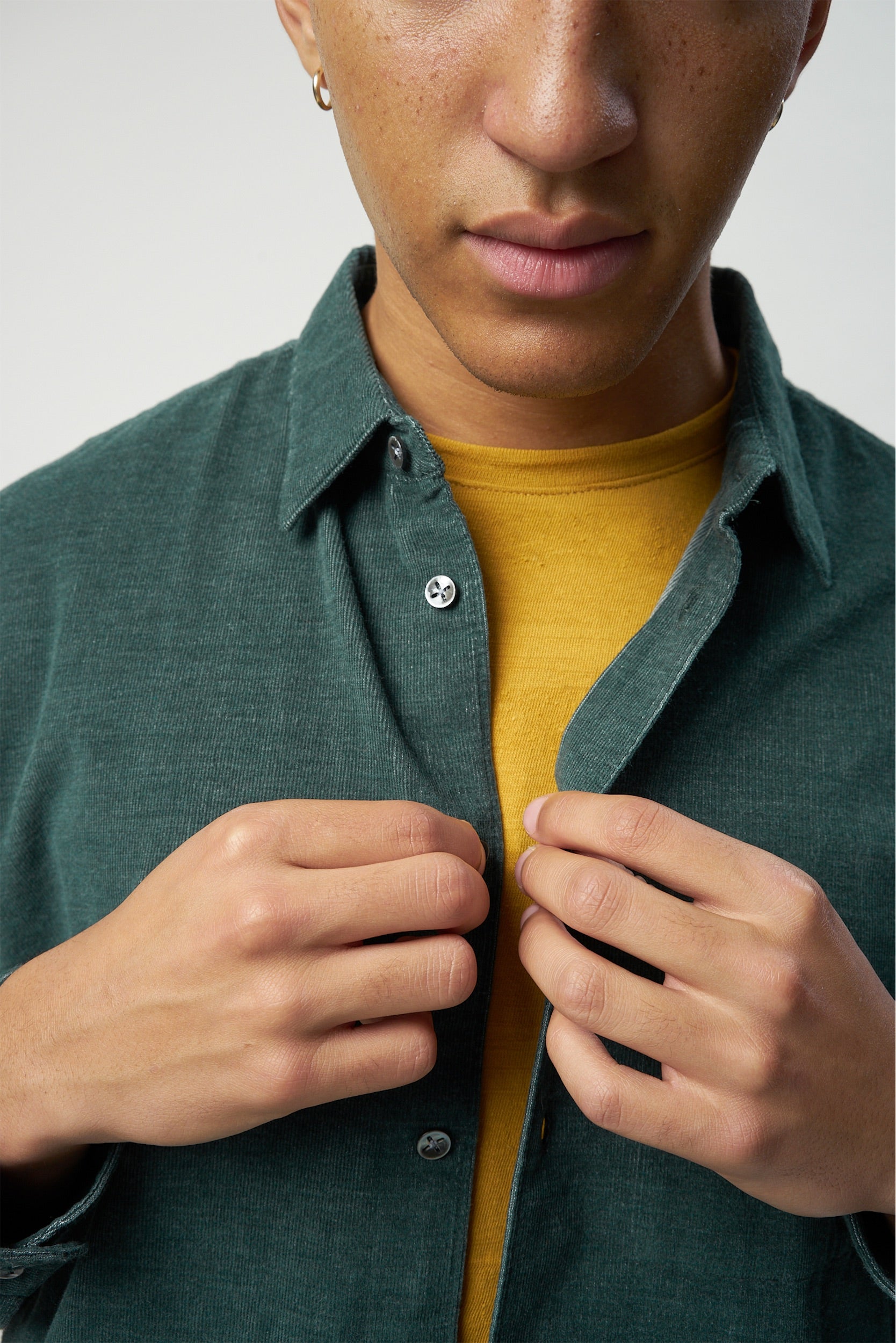 Feel Good Shirt in a Moss Green Japanese Corduroy Cotton