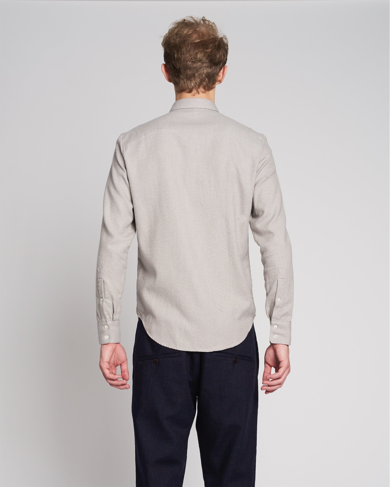 Feel Good Shirt in a Grey Beige Portuguese Cotton Flannel