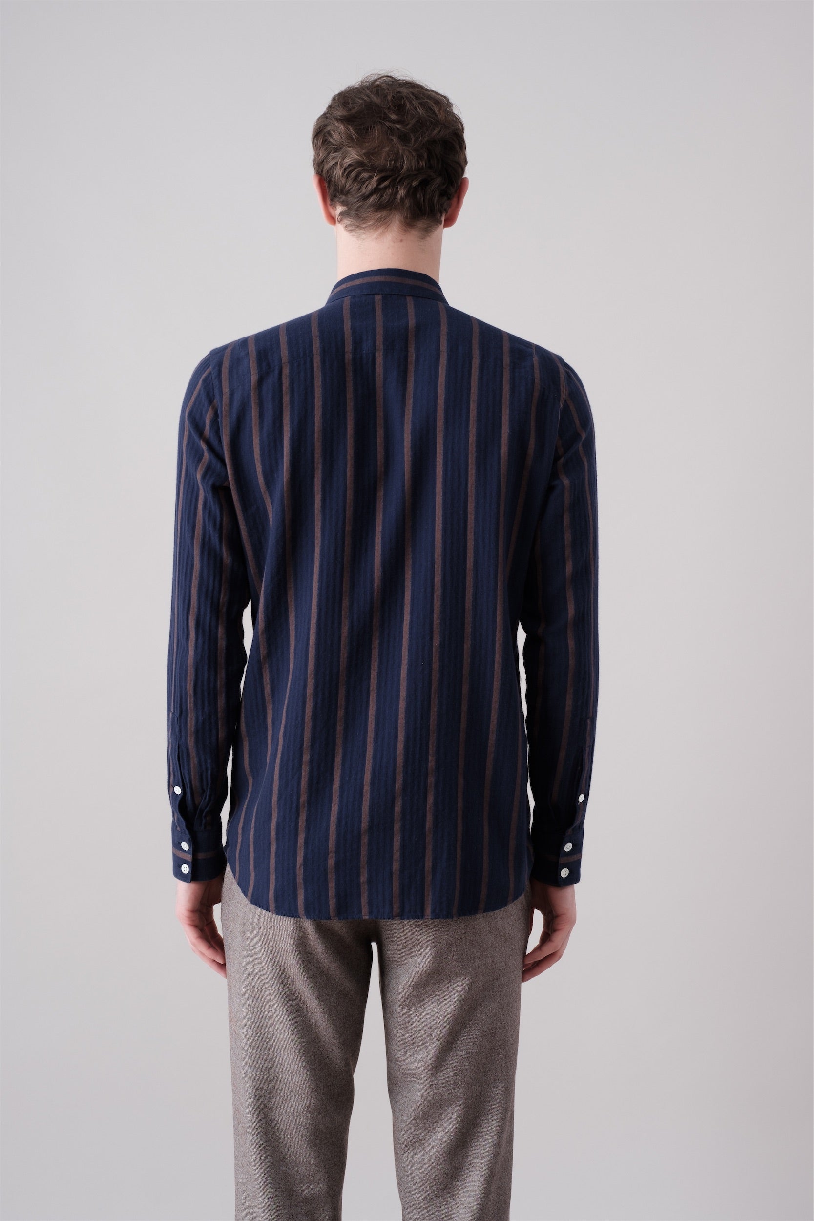 Feel Good Shirt in a Fine Navy Blue Japanese Herringbone Cotton Flannel