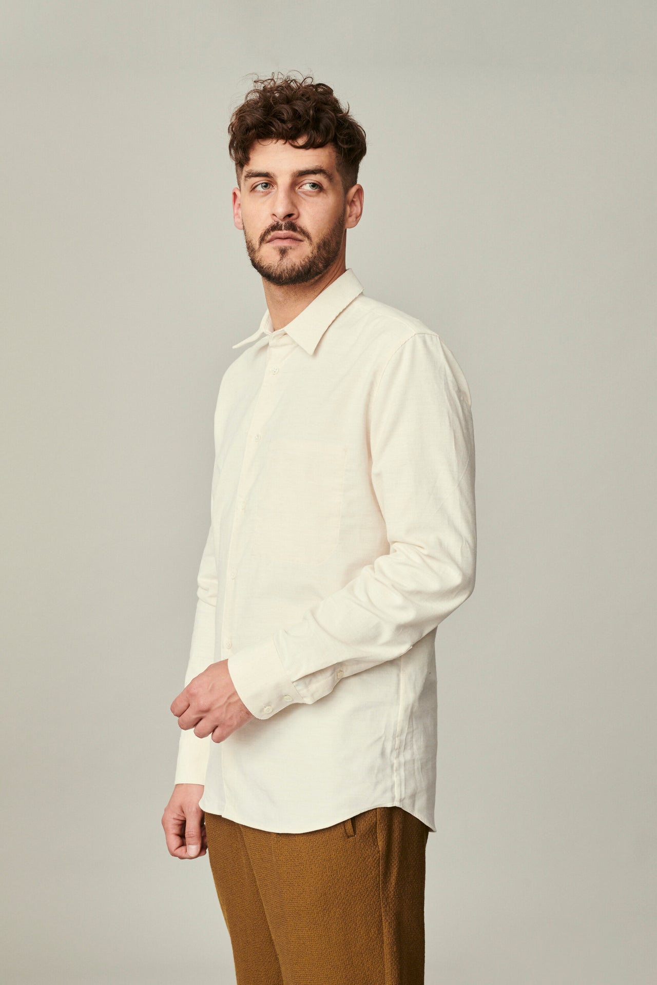 Feel Good Shirt In A Creamy White Japanese Baby Corduroy Cotton