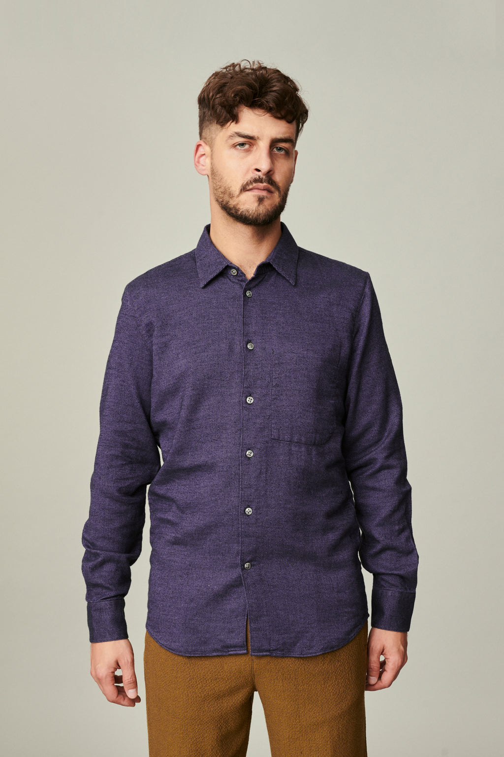 Feel Good Shirt in the Softest Purple Double Brushed Italian Cotton Flannel