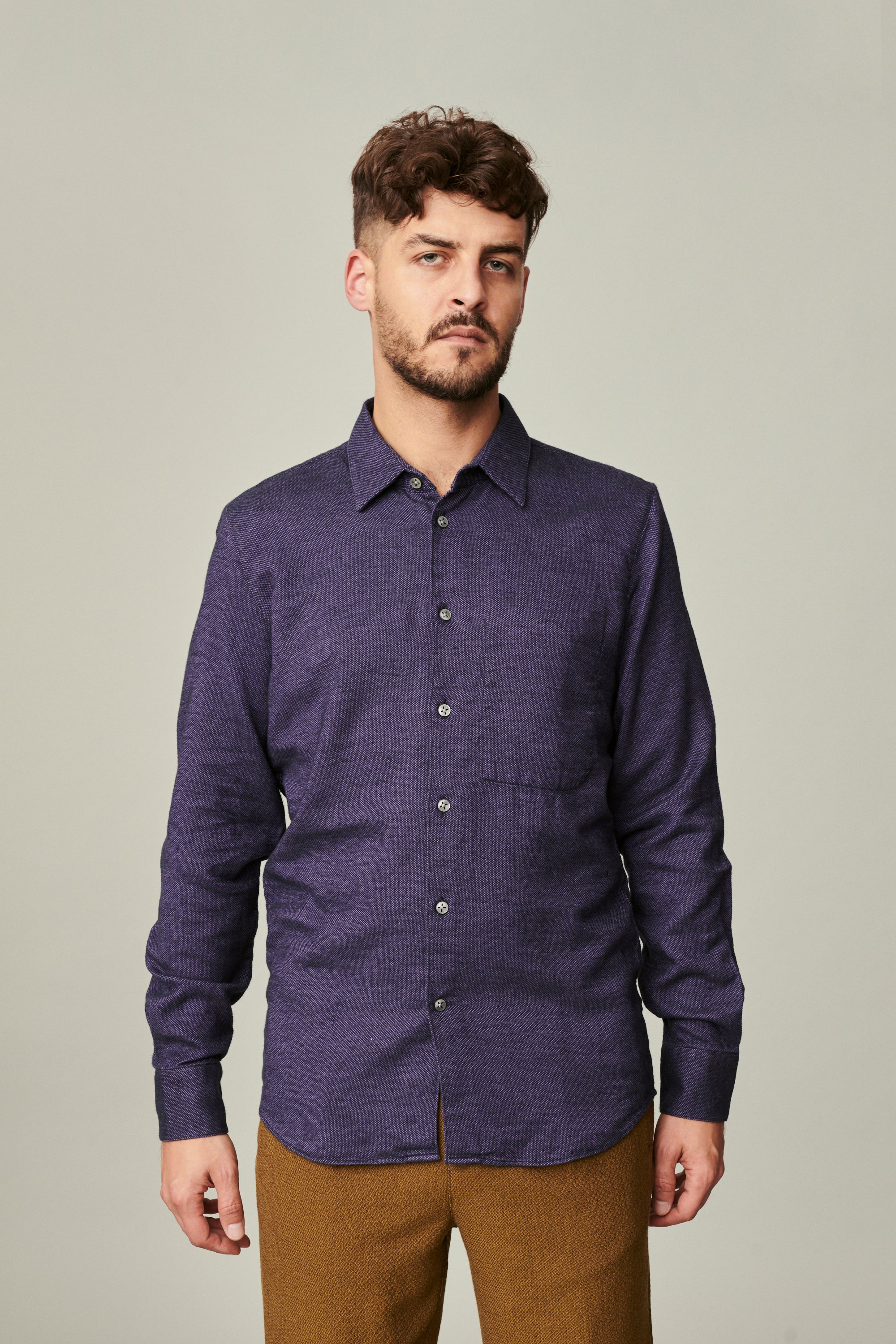 Feel Good Shirt in the Softest Purple Double Brushed Italian Cotton Flannel