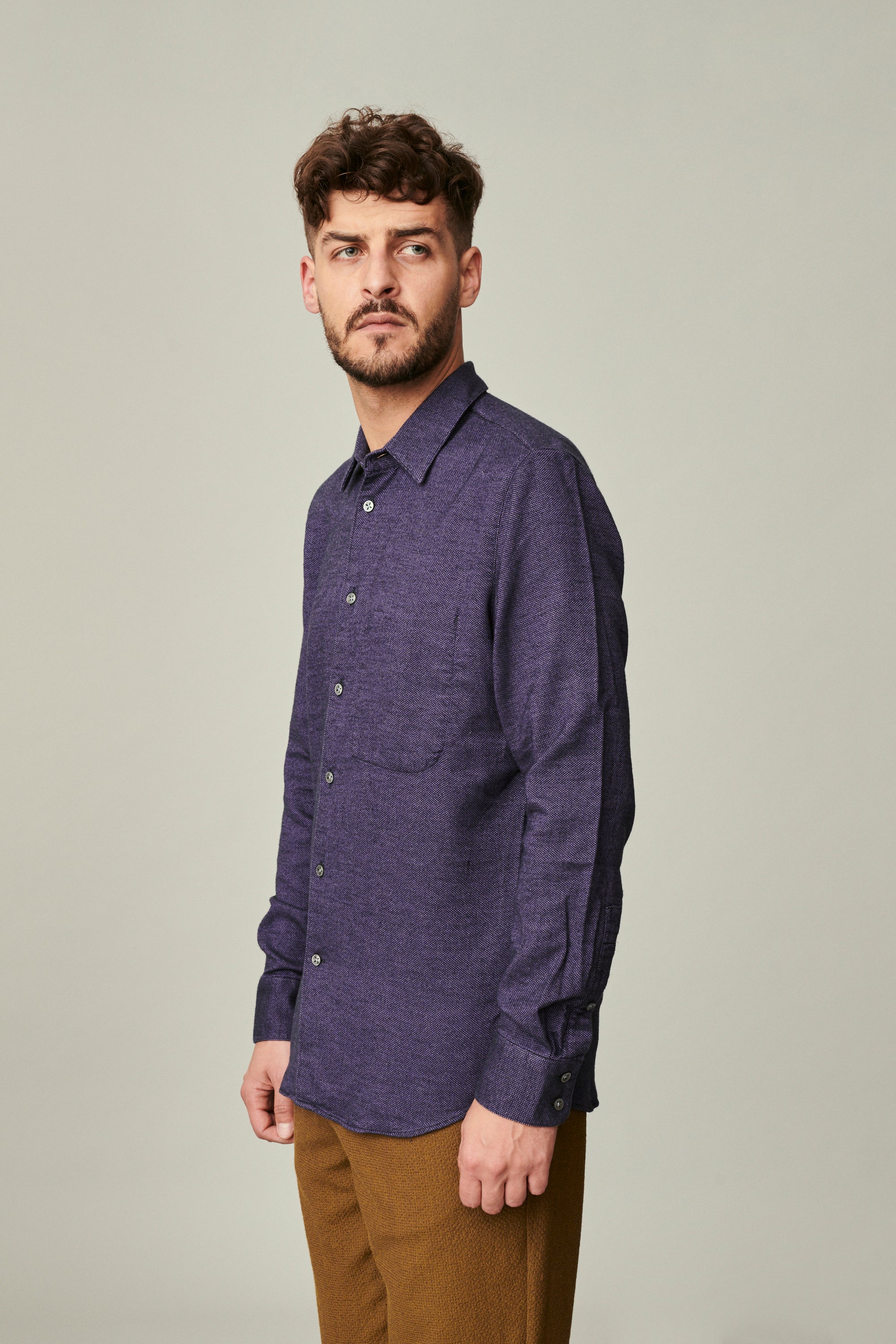 Feel Good Shirt in the Softest Purple Double Brushed Italian Cotton Flannel