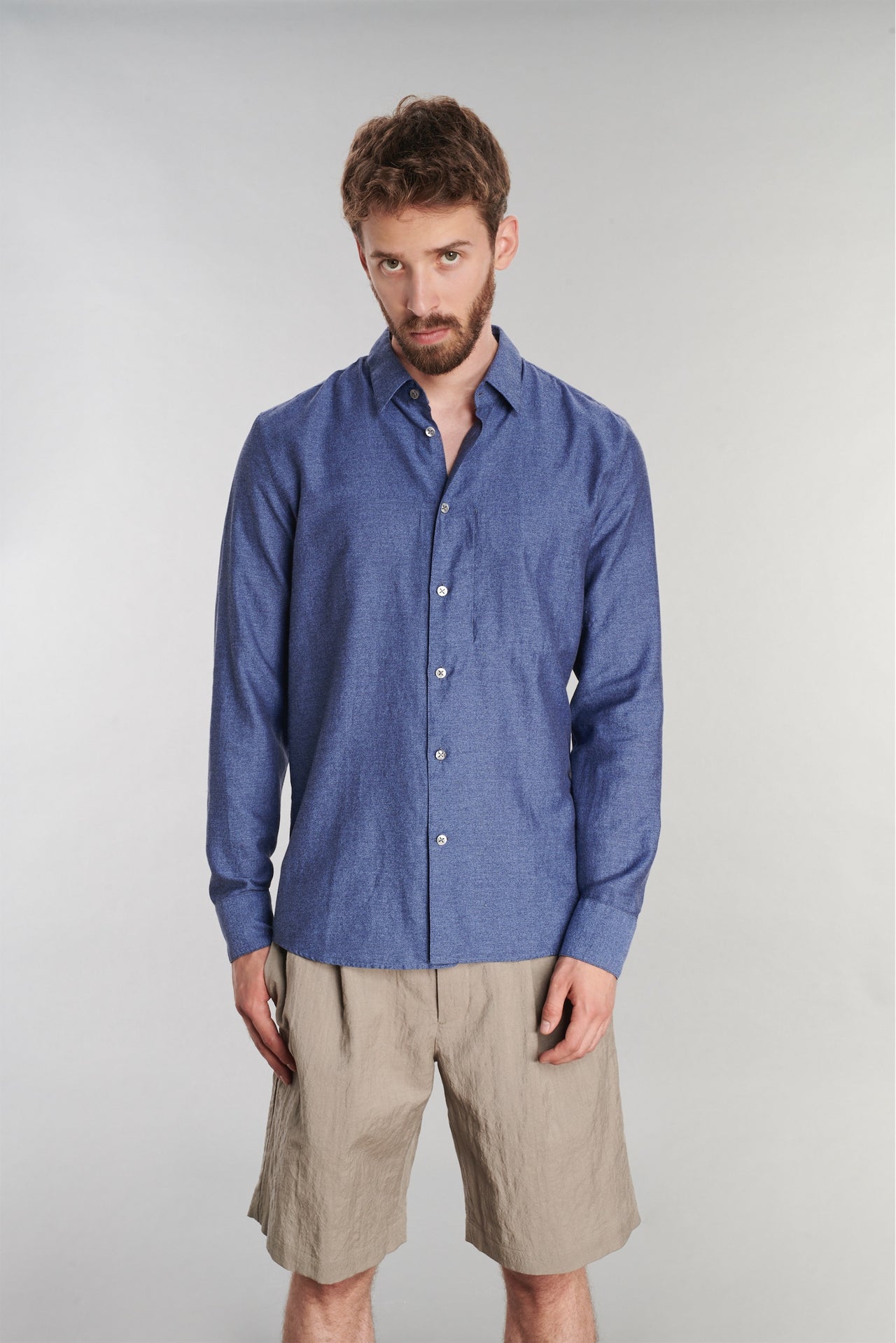 Feel Good Shirt in a Fine Navy Blue Italian Cotton