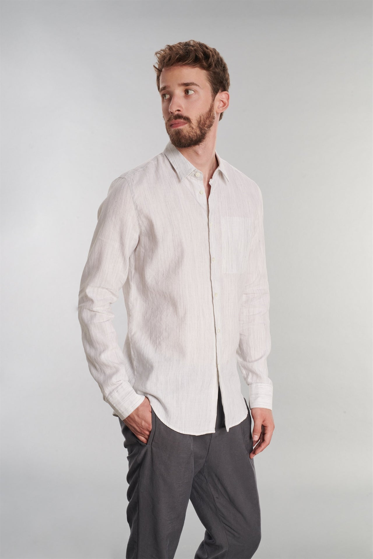 Feel Good Shirt in a Light Grey Fine Italian Cotton