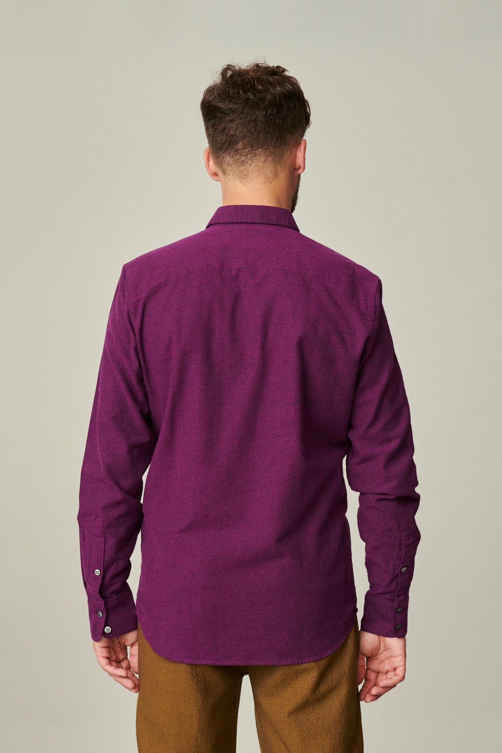 Feel Good Shirt in a Purple and Black Portuguese Crêpe Cotton Flannel