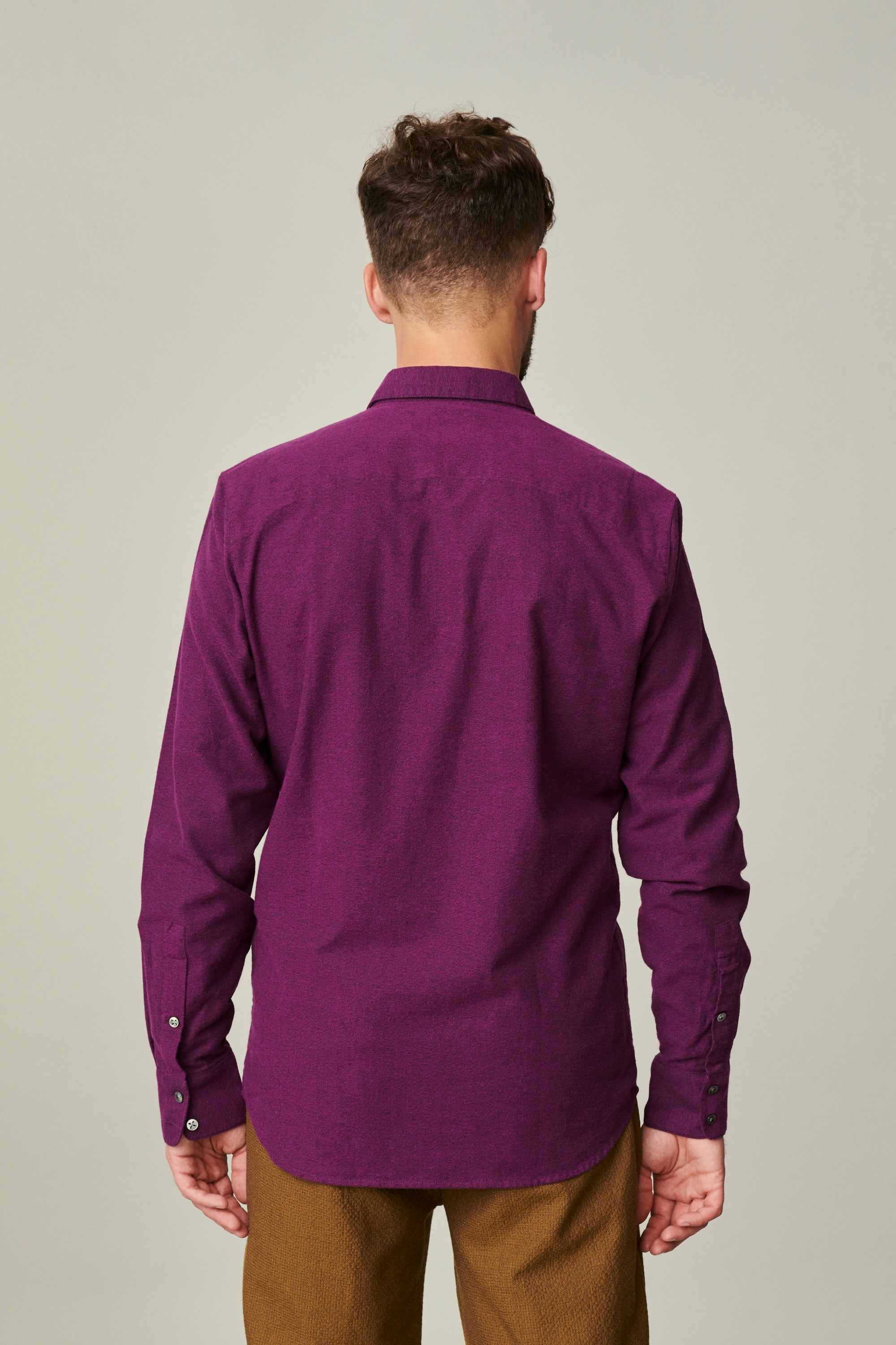 Feel Good Shirt in a Purple and Black Portuguese Crêpe Cotton Flannel