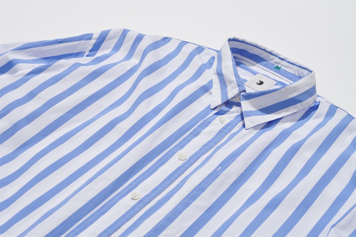 Oversized Delta Shirt in a Blue Striped Italian Cotton and Cupro