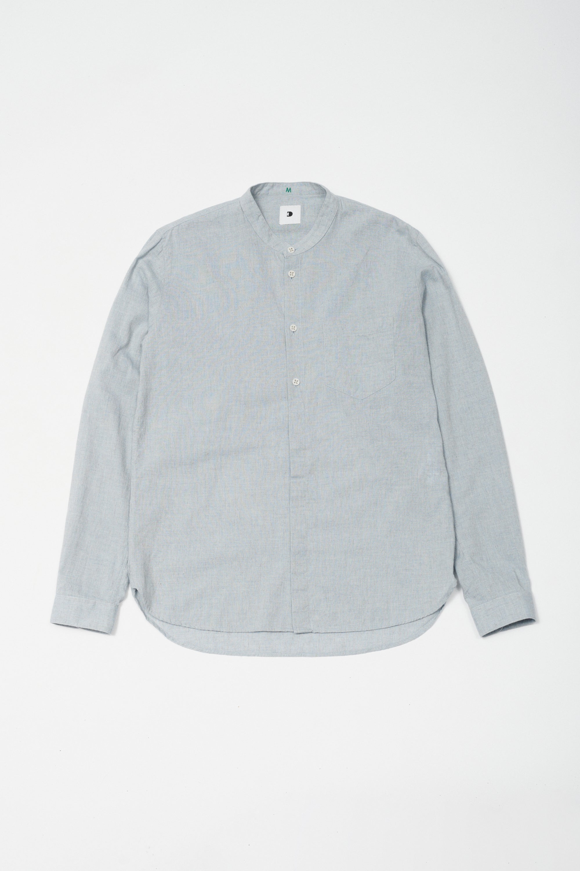Zen Shirt in a Grey Blue Japanese Organic Cotton and Linen