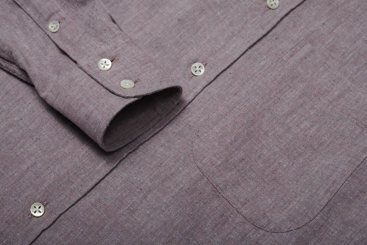 Button Down Shirt in a Grey Purple Italian Recycled Cotton