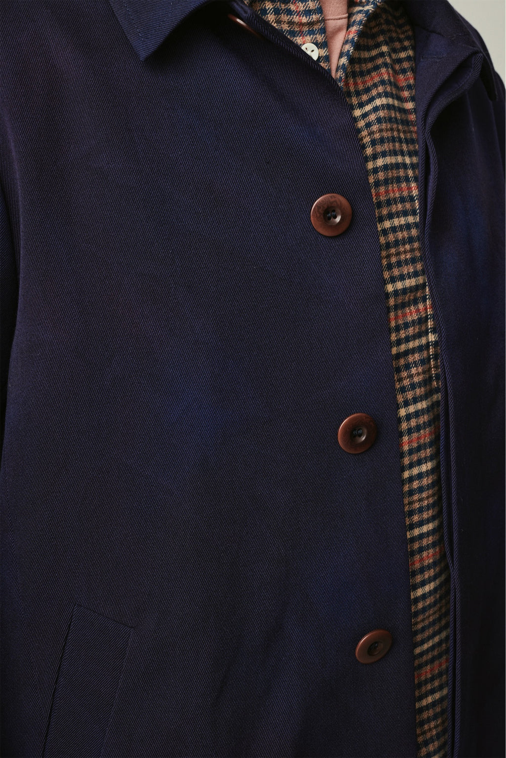 Deep Blue Tonal Coat in a Fine Italian Virgin Wool and Cotton