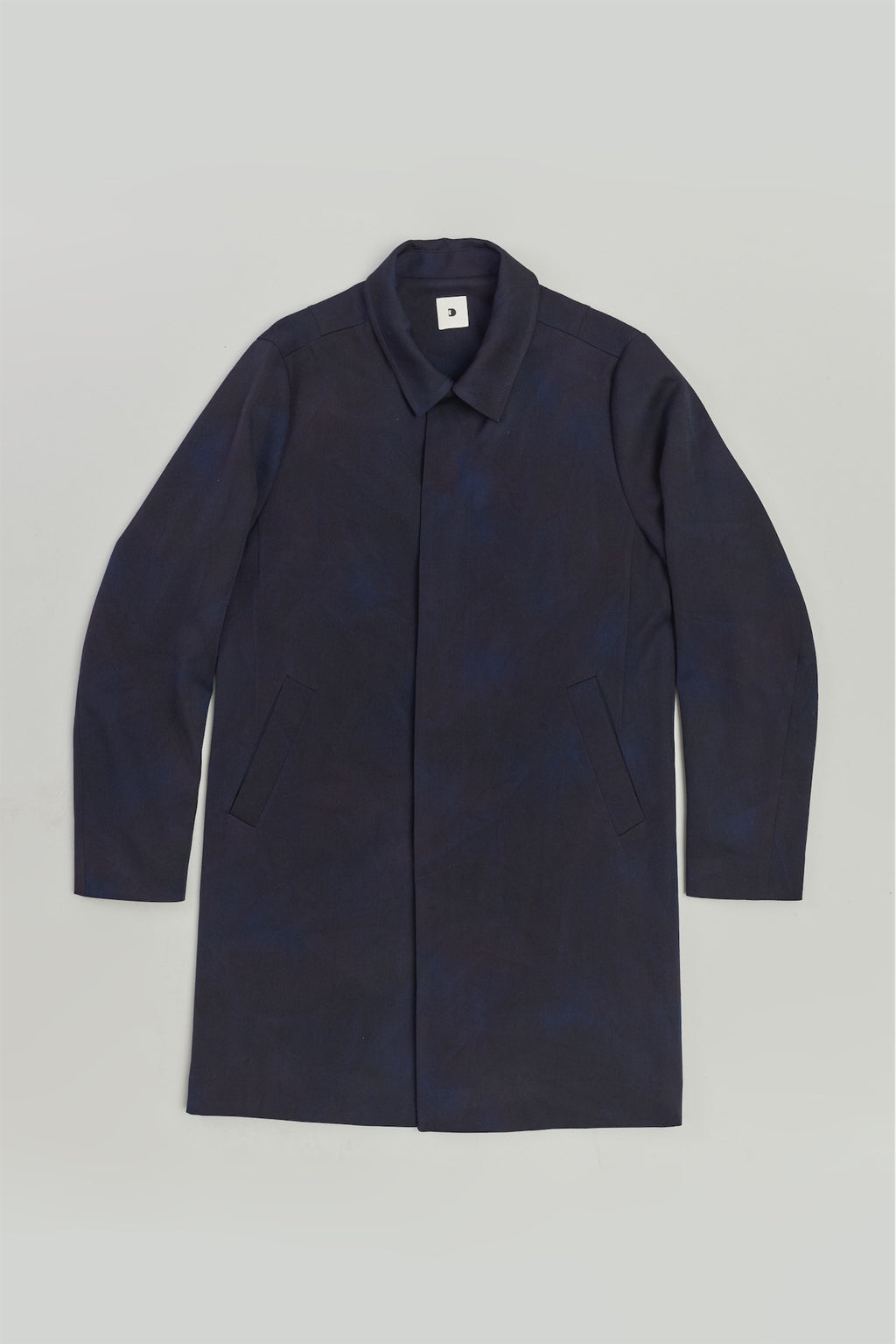 Deep Blue Tonal Coat in a Fine Italian Virgin Wool and Cotton