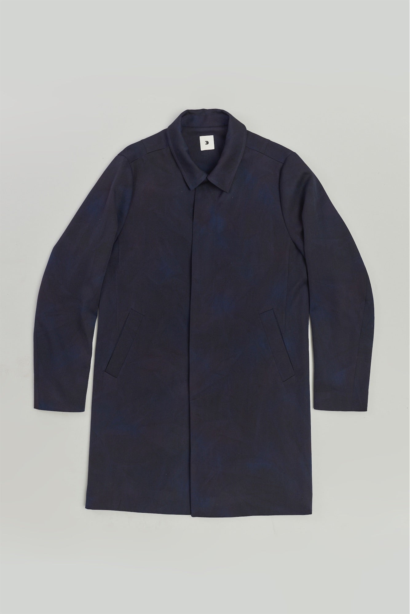 Deep Blue Tonal Coat in a Fine Italian Virgin Wool and Cotton