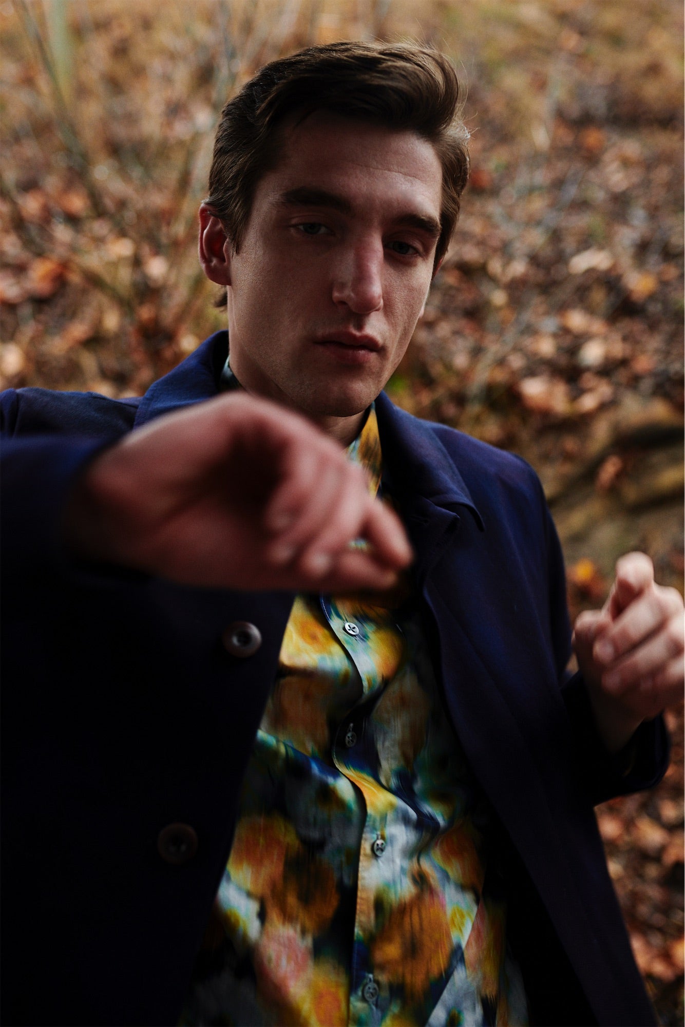 Deep Blue Tonal Coat in a Fine Italian Virgin Wool and Cotton