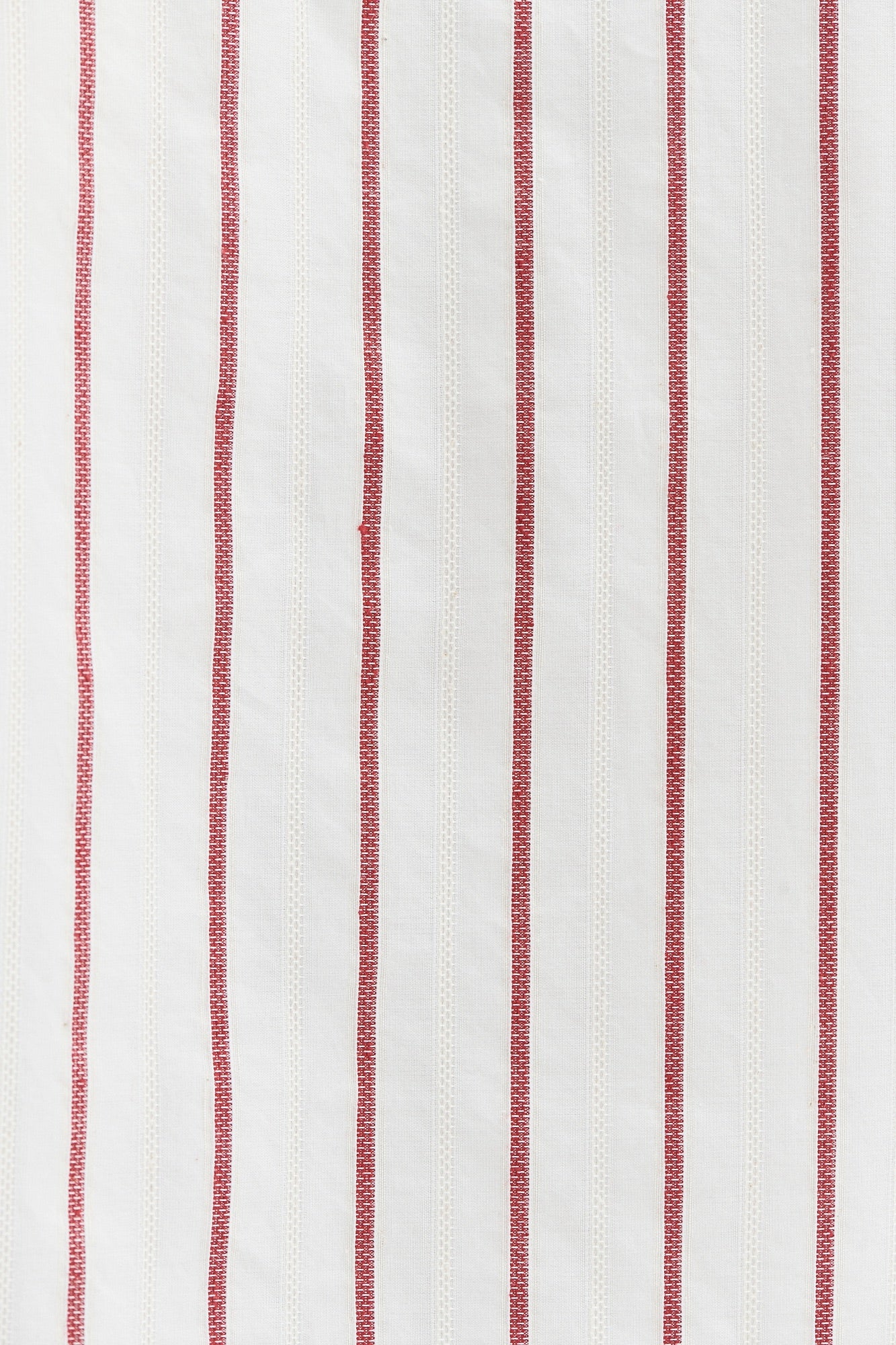 Cute Round Collar Shirt in a White and Wine Red Striped Italian Organic Cotton