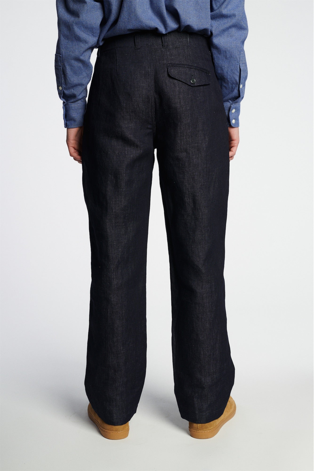 Rolling Hills Trousers in a Rinsed Dark Blue Italian Denim Mix of Hemp and Cotton
