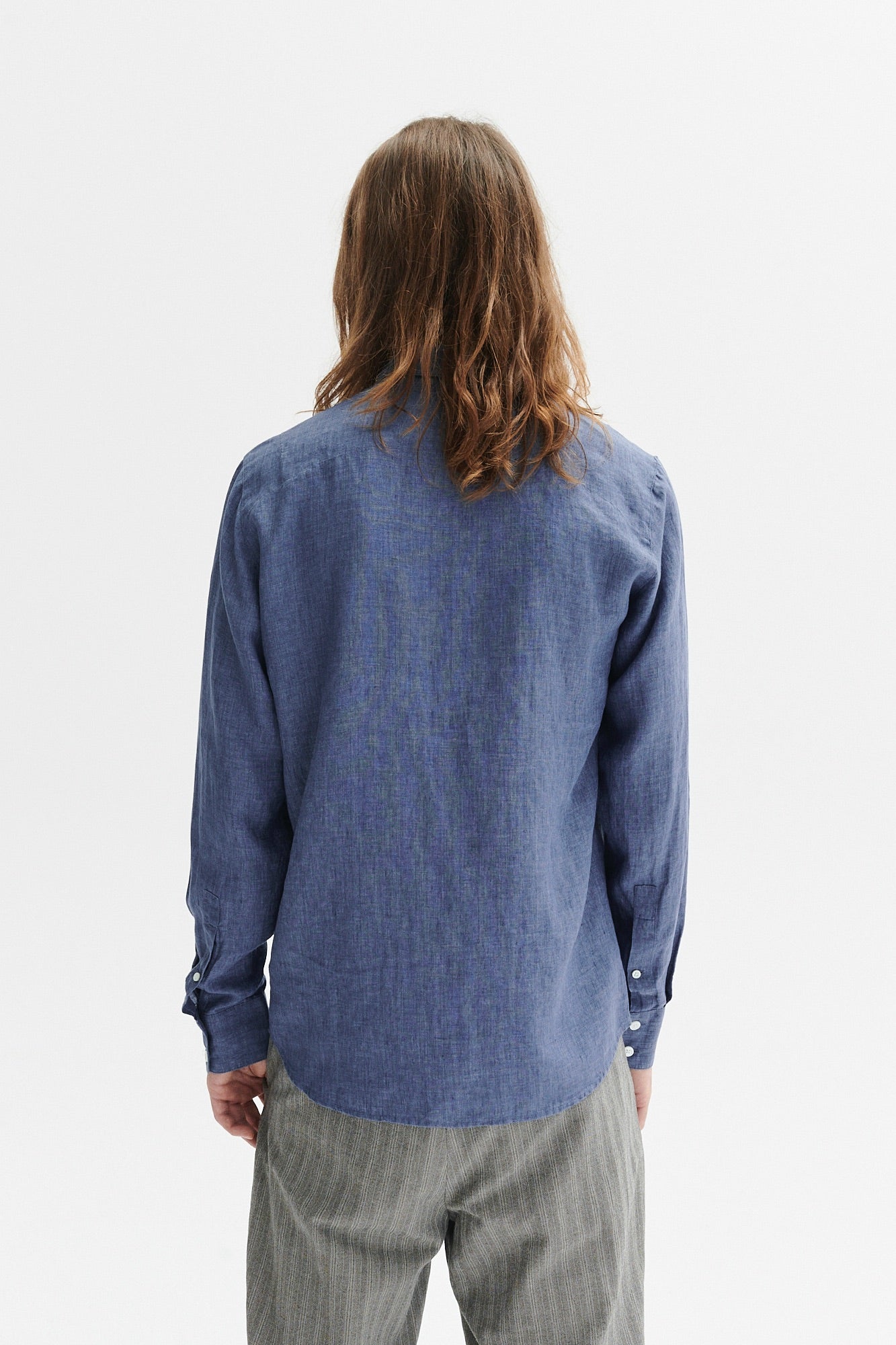 Delikatessen Feel Good Italian Woven Traceable European Linen Shirt - Blue  on Garmentory
