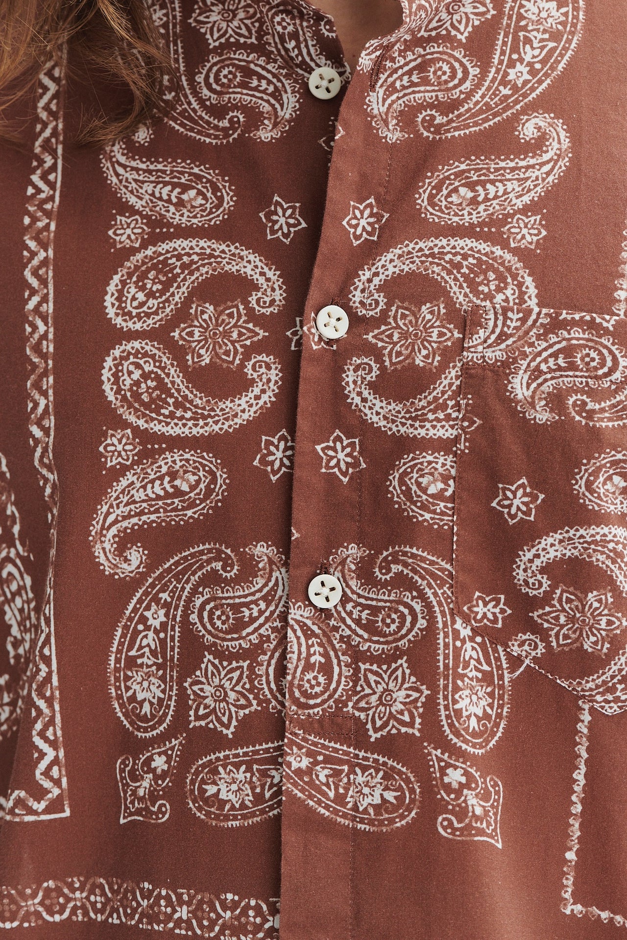 Zen Shirt in a Rusty Chestnut Airy Bandana Print Italian Cotton