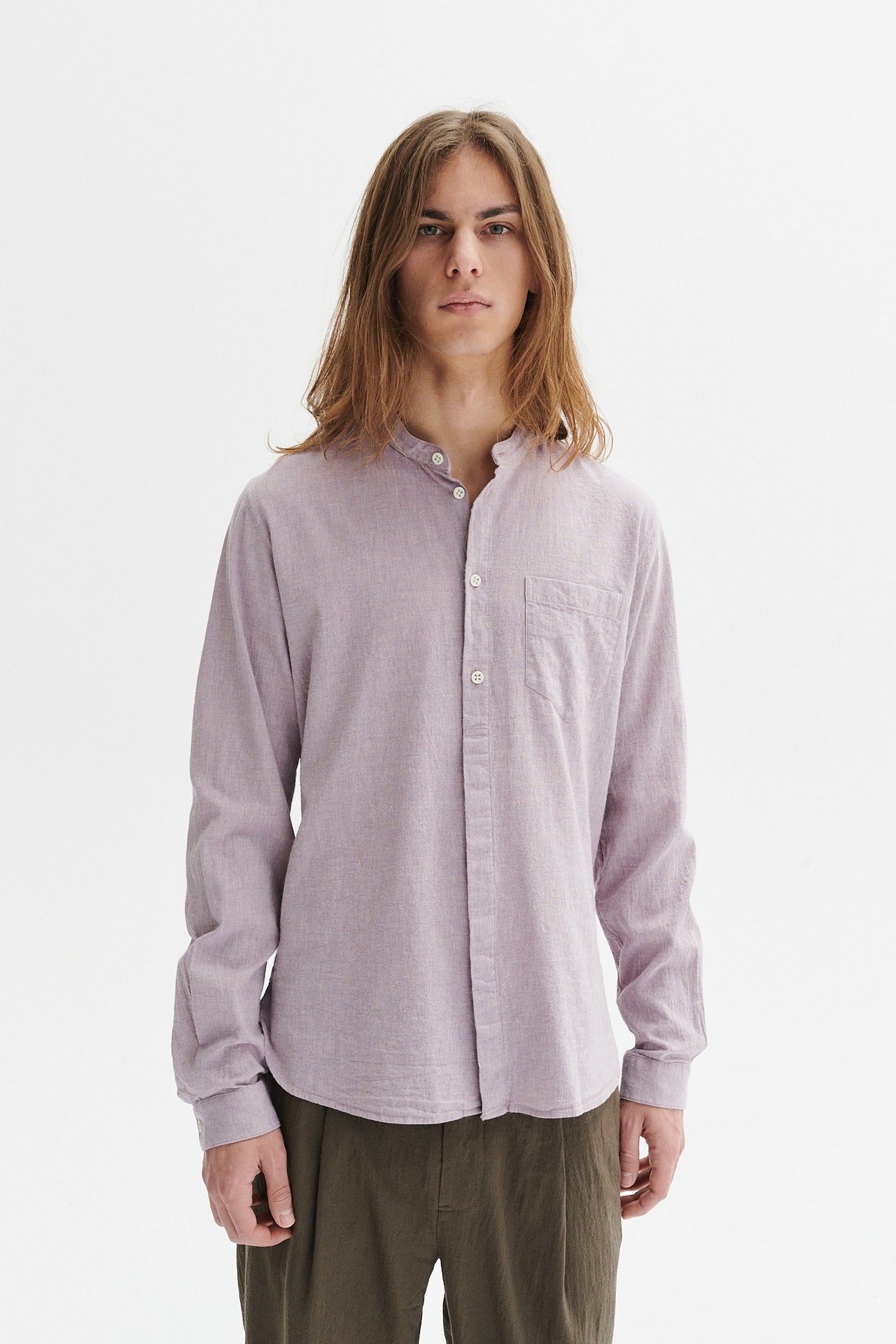 Zen Shirt in a Purple Heather Japanese Organic Cotton and Linen