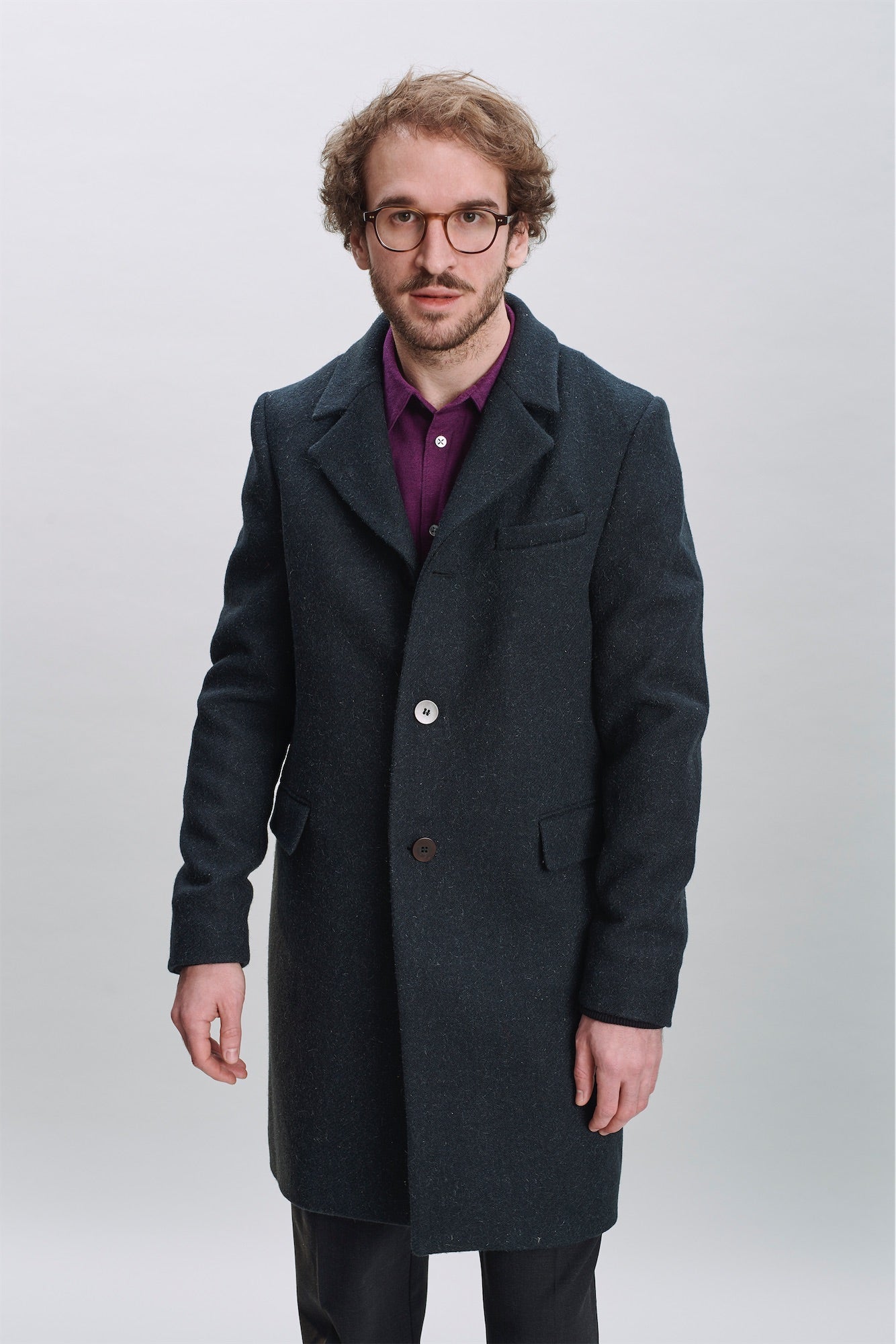Biking Coat in Ocean Blue Sustainable Italian Wool with MEIDA Thermo Insulation