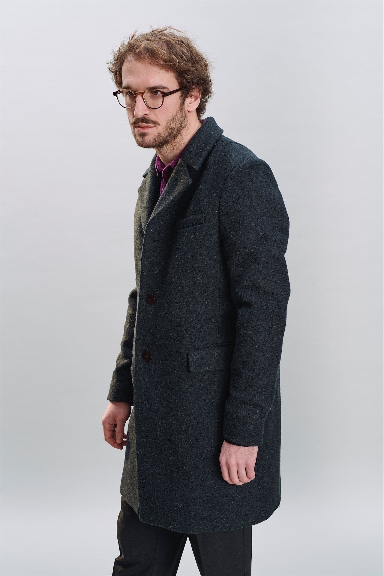 Biking Coat in Ocean Blue Sustainable Italian Wool with MEIDA Thermo Insulation